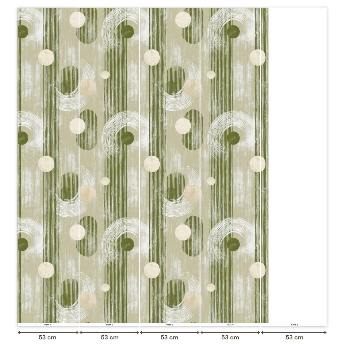 TAPETE - Künstlerisch - Modern - Grün - 220x280 cm - Olivgrün, Papier (220/280cm) - OnlyWow