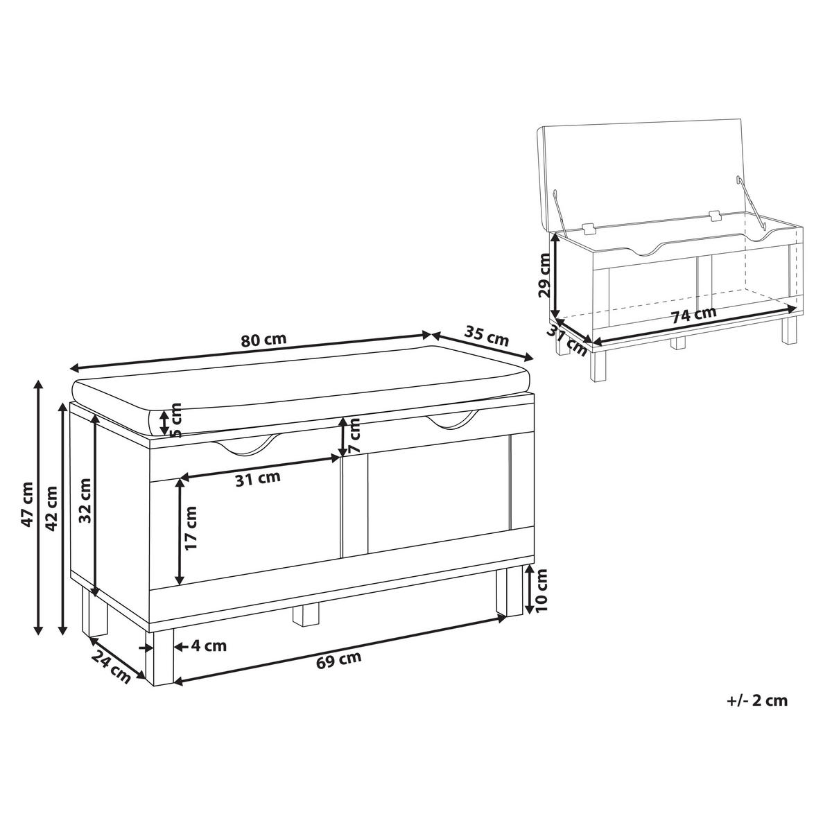 TRUHENBANK Hellbraun Washington - Hellbraun, Holzwerkstoff (80/47/35cm) - Beliani