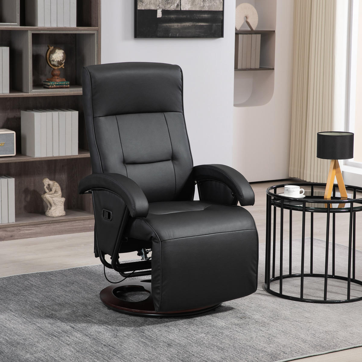 RELAXSESSEL mit Liegefunktion 86 x 66 x 107 cm Schwarz - Schwarz, Kunststoff (66/107/86cm) - HOMCOM
