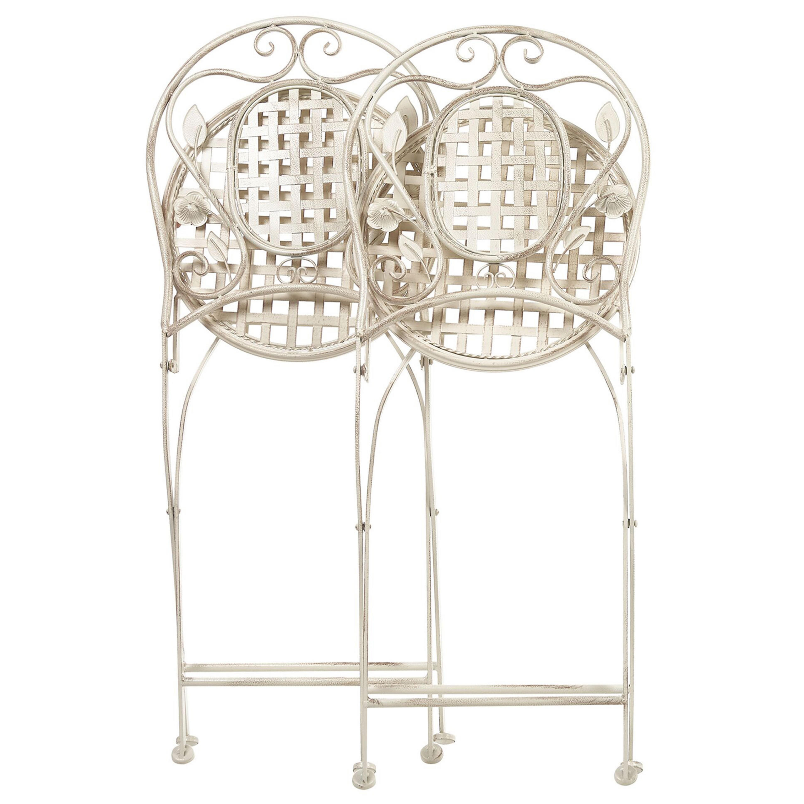 GARTENSTUHL 2er-Set Metall cremeweiß Bivio - Creme, Metall (43/93/52cm) - Beliani