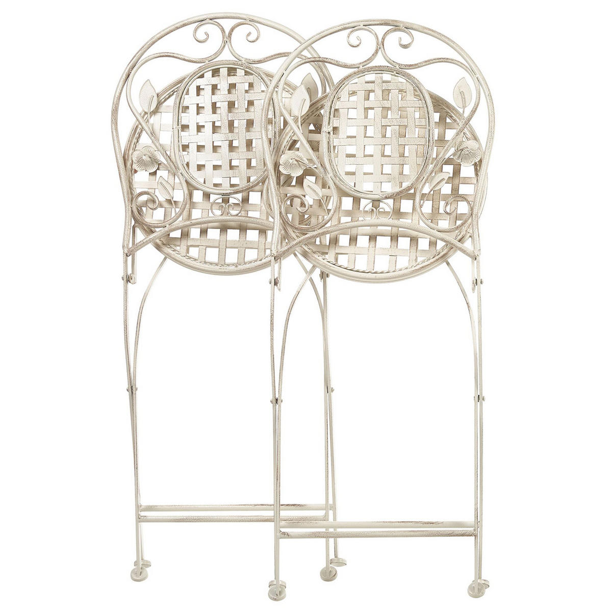GARTENSTUHL 2er-Set Metall cremeweiß Bivio - Creme, Metall (43/93/52cm) - Beliani