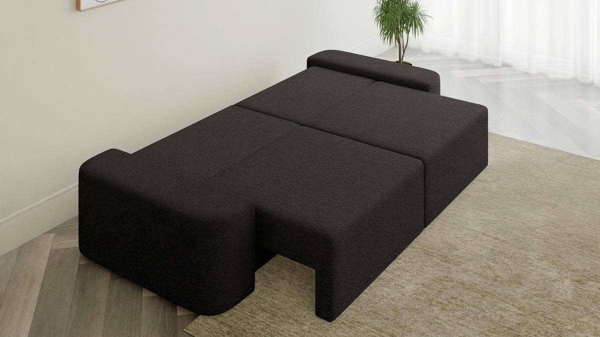 SOFA Lisbon - Schwarz (Arena 19) - Schwarz, Holzwerkstoff (268/85/110cm)