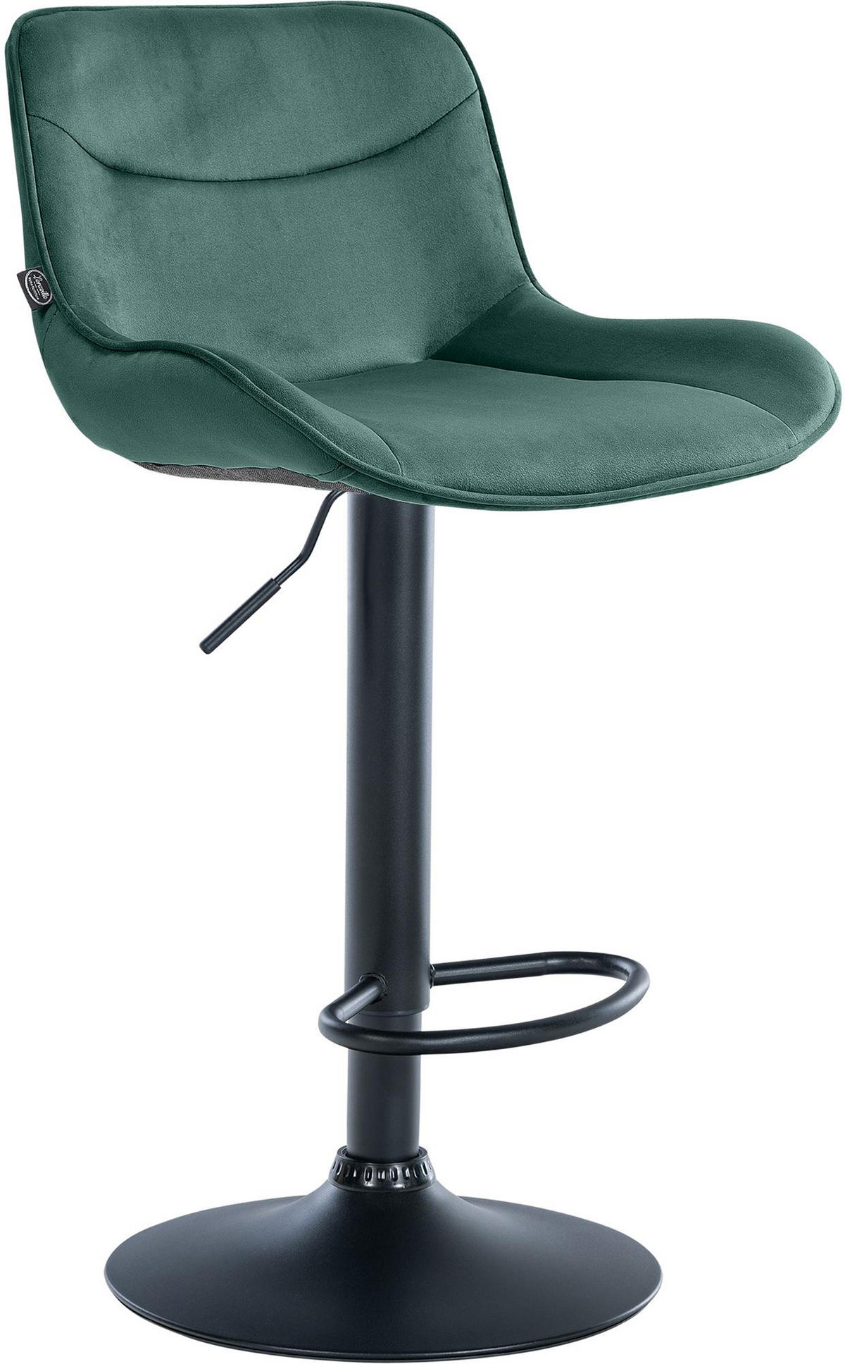 BARHOCKER Vulcano Samt schwarz grün - Schwarz/Grün, Textil/Metall (49/106/51cm) - TPFLiving