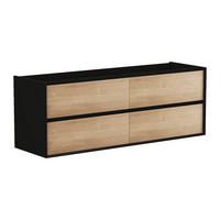 WASCHBECKENUNTERSCHRANK hängend - Holzfarben hell & Schwarz - 150 cm - LANNICK - Schwarz, Holz (150/55/45.6cm) - Vente-Unique