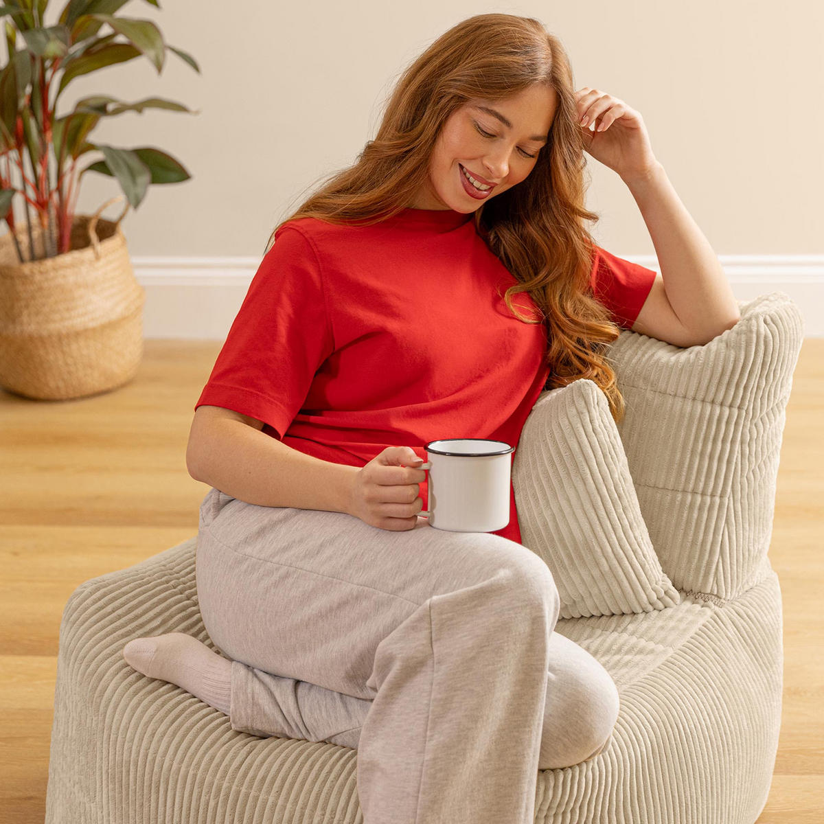 SITZSACK-SESSEL Noa modular Cord - Beige, Textil (75/70/78cm) - icon