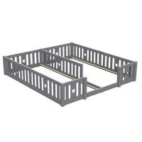 POLSTERBETT 2x90x200cm grau Holz, Sicherheitsgitter, ohne Lattenrost - Grau, Holz