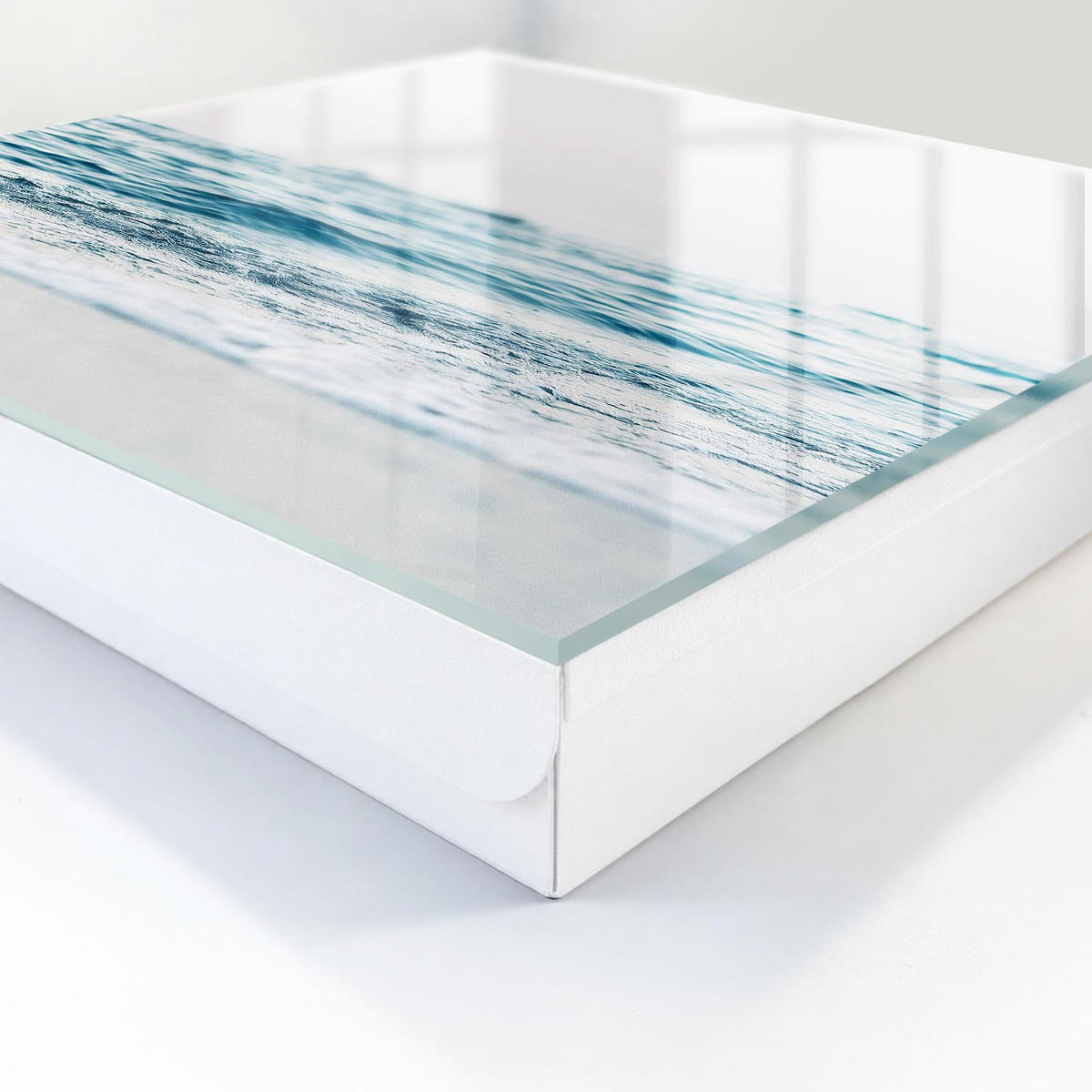 SCHLÜSSELBOX Weiß 30x30 cm – Türöffnung nach rechts - Meeresfrieden - Blau, Metall (30/30/5cm) - TULUP