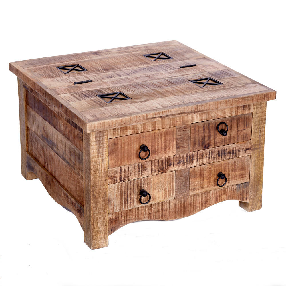COUCHTISCH IRON CRAFT Mango rechteckig Natur 70cm - Silberfarben/Braun, Holz (70/70/45cm) - riess-ambiente