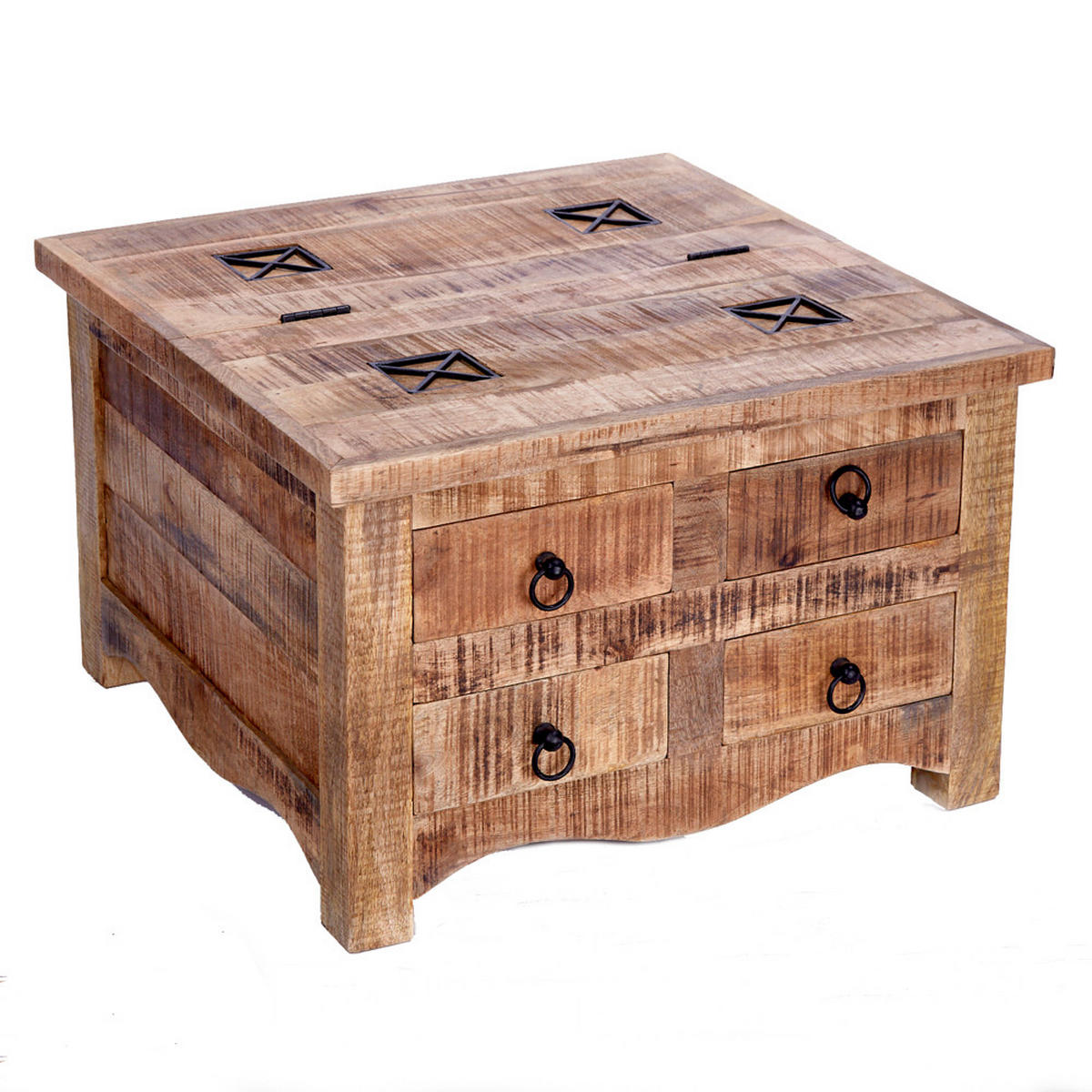 COUCHTISCH IRON CRAFT Mango rechteckig Natur 70cm - Silberfarben/Braun, Holz (70/70/45cm) - riess-ambiente