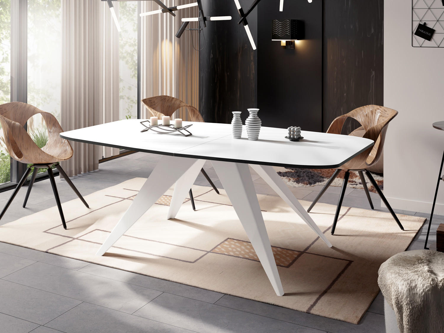 ESSTISCH Fatina rechteckig ausziehbar, Weiß 180-218/90/76 cm - Weiß, Holzwerkstoff/Metall (180/90/76cm) - WFL GROUP