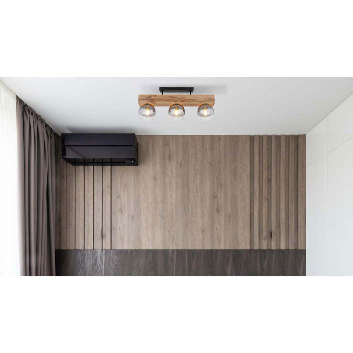 DECKENLEUCHTE MOITAS Braun Holzoptik - Braun, Glas (65/15/28cm) - Globo Lighting