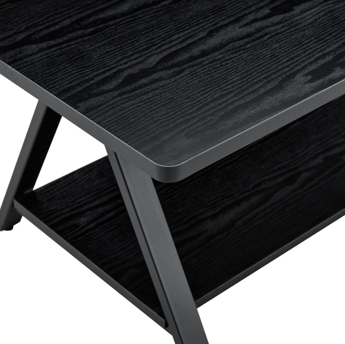 COUCHTISCH 110/57/44.5 cm schwarz aus MDF und Metall mit Stauraumregal - Schwarz, Holzwerkstoff (110/57/44.5cm) - OKMYHOME