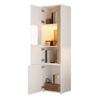 VITRINE 40/50/179 cm mit LED-Beleuchtung und Acryltür aus Spanplatte, Natur/Weiß - Naturfarben, Holzwerkstoff (50/179/40cm) - Redom