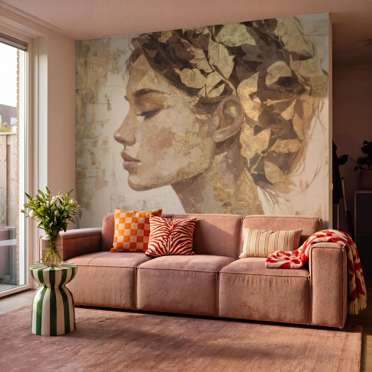 TAPETE - Frau - Gold - Abstrakt - Textur - 260x280 cm - Goldfarben, Papier (260/280cm) - OnlyWow