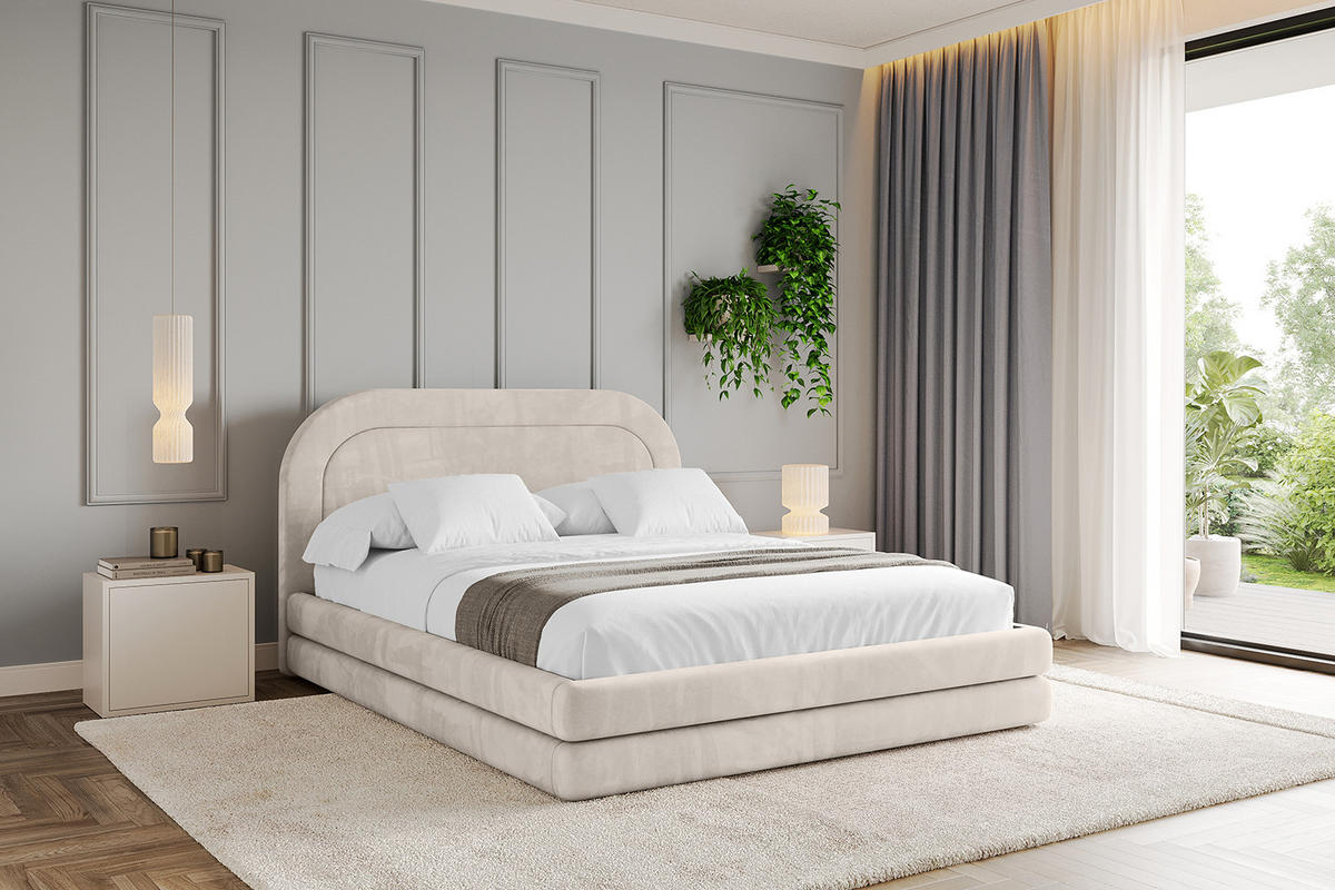 POLSTERBETT mit Bettkasten und Lattenrost, Boxbett ohne Matratze - LERIS 180x200 Beige - Beige, Holzwerkstoff/Textil (180/200cm) - ALTDECOR