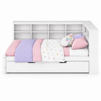 JUGENDBETT 140/200+90/190 mit USB-Steckdose und Ablagefächern aus Massivholz in Weiß - Weiß, Holzwerkstoff (140/200cm) - EVRYAE