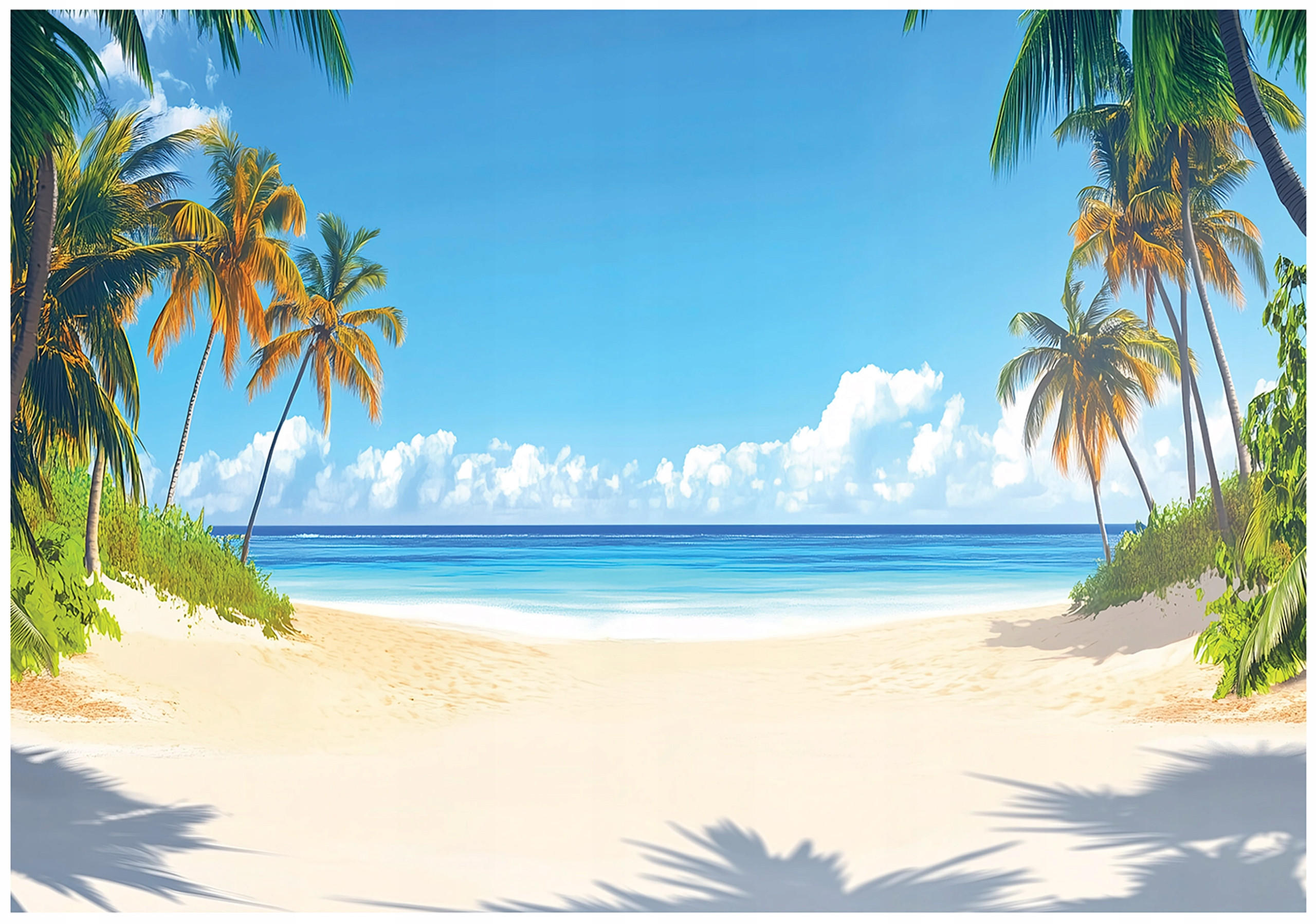 FOTOTAPETE 3D Effekt Strand Meer Natur Tapete Wohnzimmer 300x210 - Multicolor, Papier (300/210cm) - Wallarena
