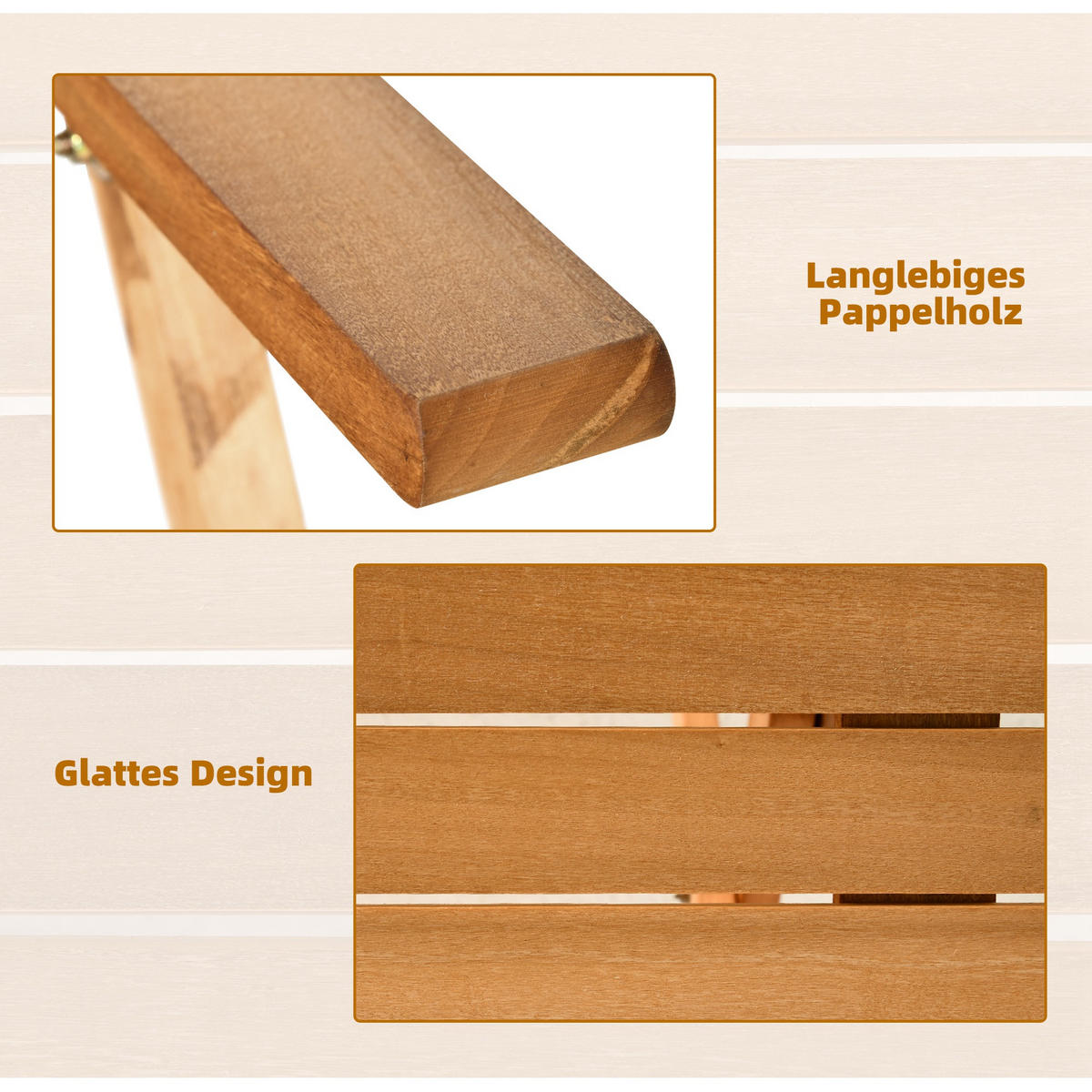 SITZGRUPPE, Gartengarnitur,Teak, Pappel - Naturfarben, Holz - Outsunny