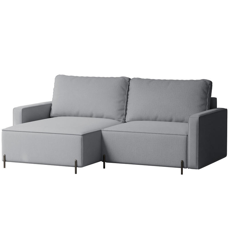 ECKSOFA LEO Links, mit Schlaffunktion und Bettkasten, Grau - Grau, Textil/Metall (229/148cm) - Idohome