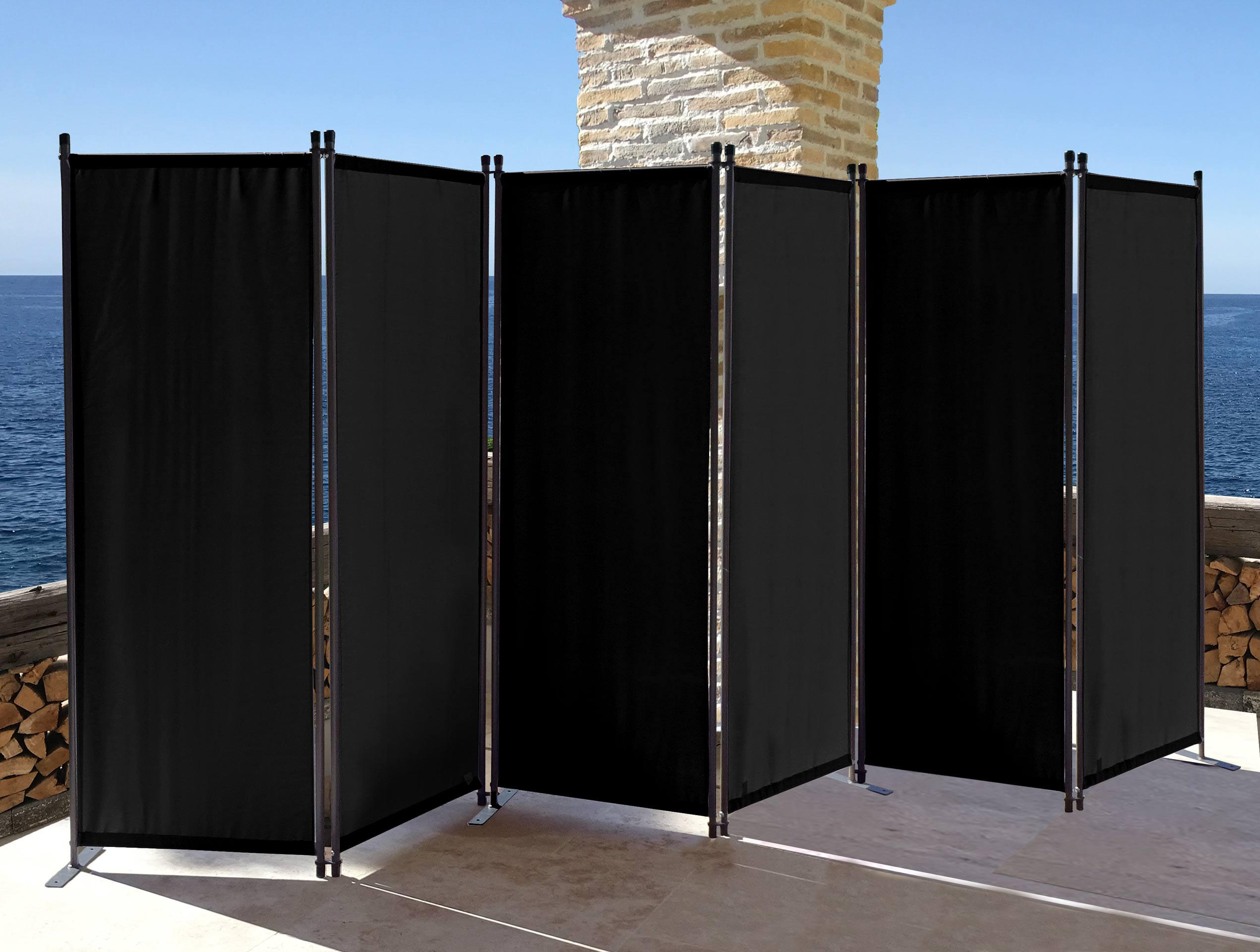 PARAVENT 6-tlg. 340x165 cm Schwarz - Schwarz, Metall (340/165cm) - QUICK STAR