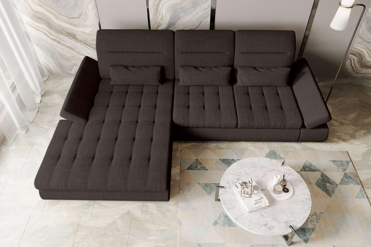 ECKSOFA Toscana Plus Velours inkl. Schlaffunktion - Braun, Textil (179/300cm) - 99rooms
