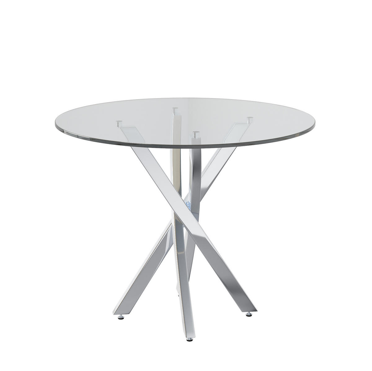 JÍDELNÍ stůl 80/80/75 cm stříbrný z tvrzeného skla s kovovou podnoží - stříbrná, sklo (80/80/75cm) - OKWISH