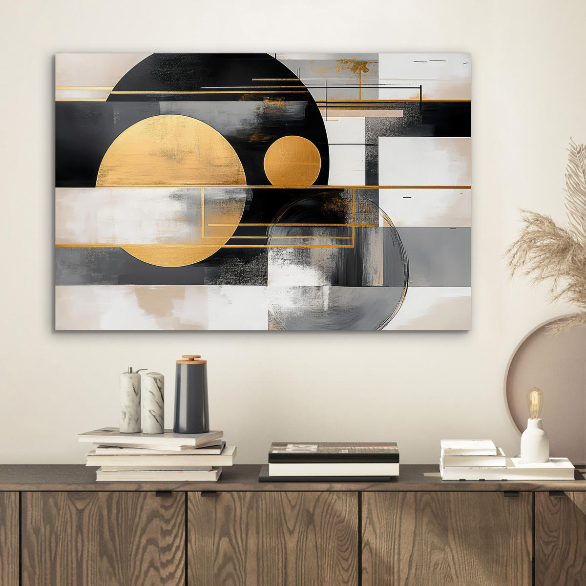 METALLBILD Abstrakt - Gold - Silber - Formen - Ästhetisch - Modern 60x40 cm - Goldfarben, Metall (60/40cm) - MuchoWow