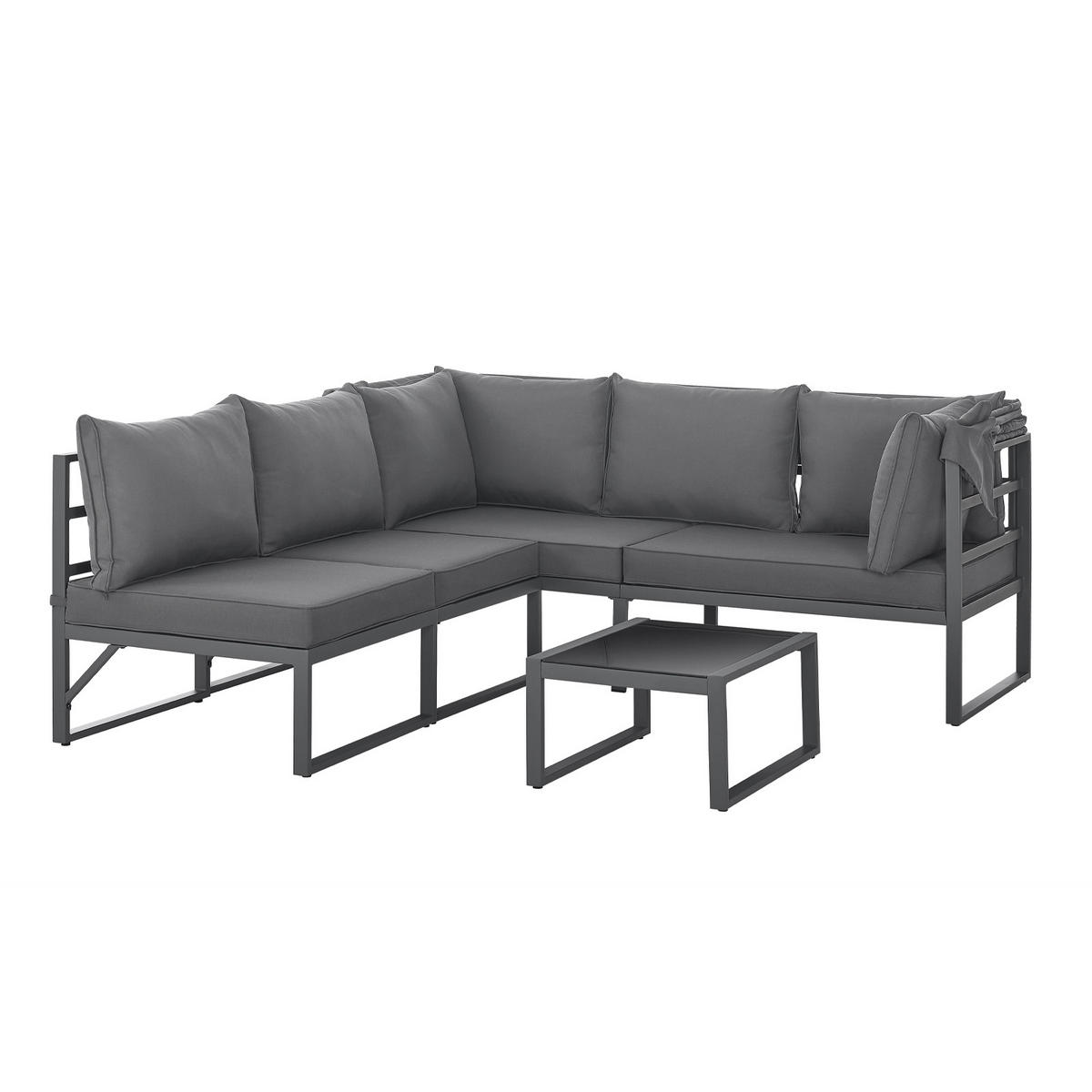 GARTENLOUNGE Maui Grau - Dunkelgrau/Grau, Metall - SVITA