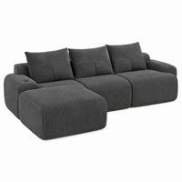 SOFA modular 268 x 174 x 80 cm Corduroy Dark Gray 3-Sitzer - Dunkelgrau, Kunststoff (174/268.1cm) - Meubliv
