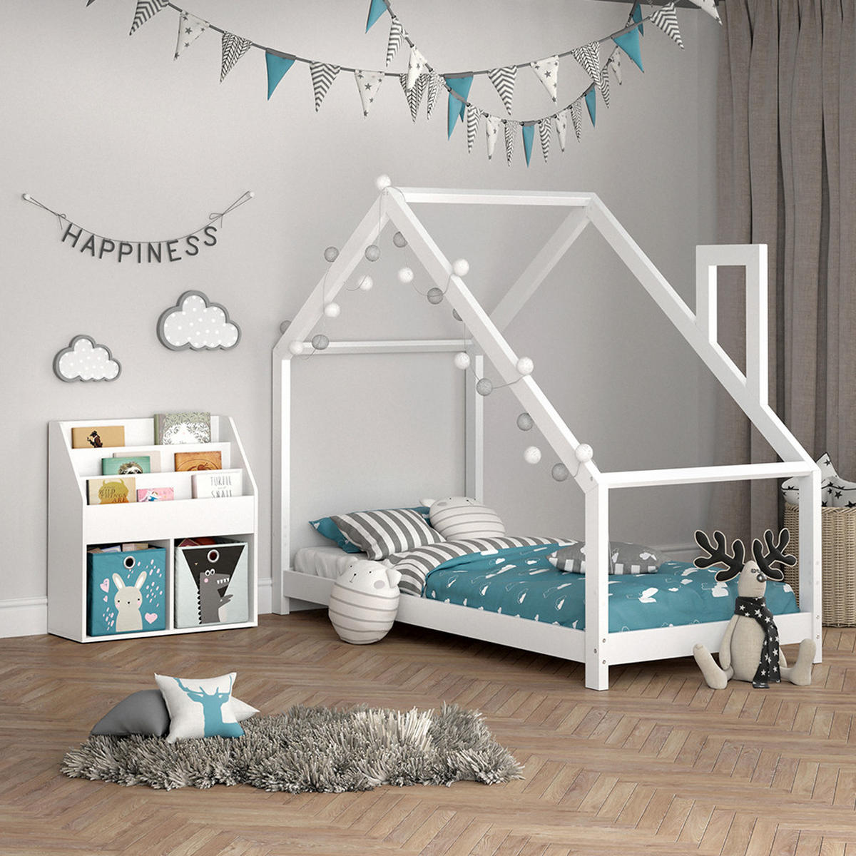 KINDERREGAL Luigi Weiß 72 x 79 cm mit 2 Faltboxen opt.6 - Weiß, Holzwerkstoff (72/79/30.7cm) - Vicco