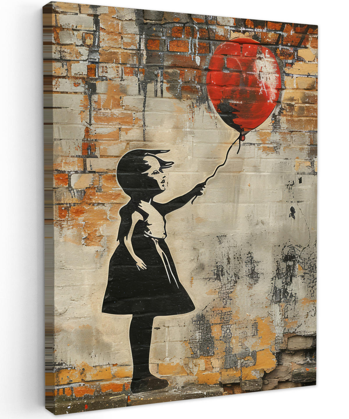 LEINWANDBILD Graffiti - Banksy - Mädchen - Straßenkunst 30x40 cm - Sandfarben, Textil (30/40cm) - MuchoWow