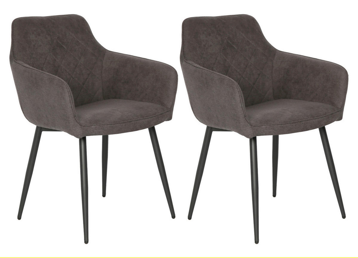 POLSTERSTUHL Dunkelgrau 2er Set - Dunkelgrau, Textil (57/65/57cm) - Home Collective
