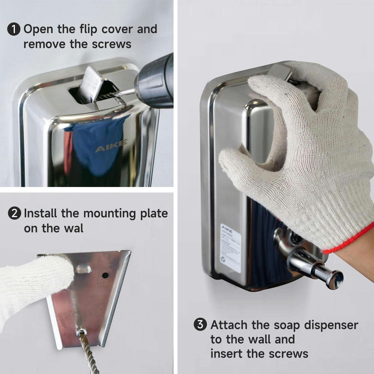 SEIFENSPENDER Wandmontage Edelstahl 500ml poliert - Silberfarben, Metall (6.2/15.4/9.9cm)