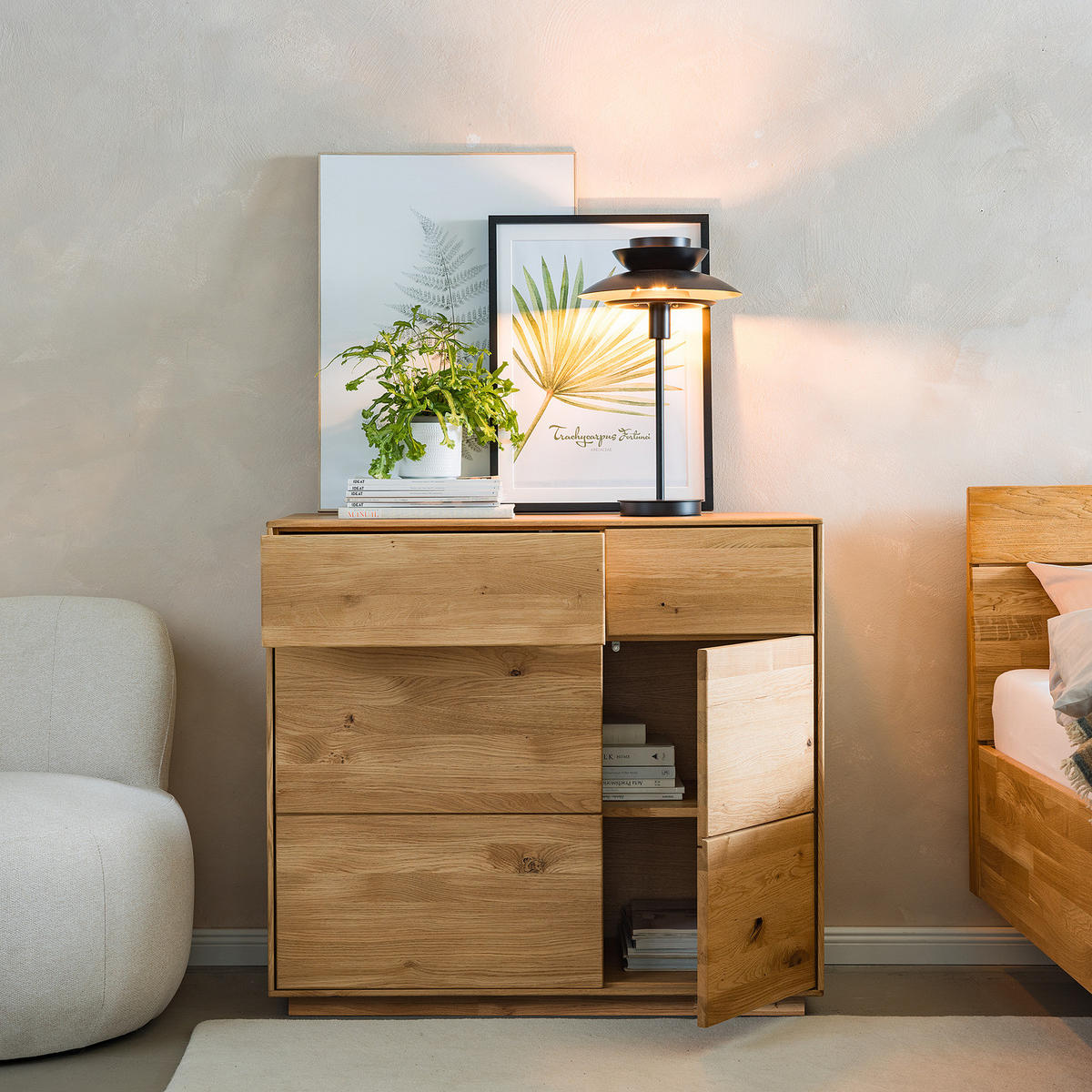 MASSIVE KOMMODE - Wildeiche - Braun, Holz (99/89/44cm) - home24