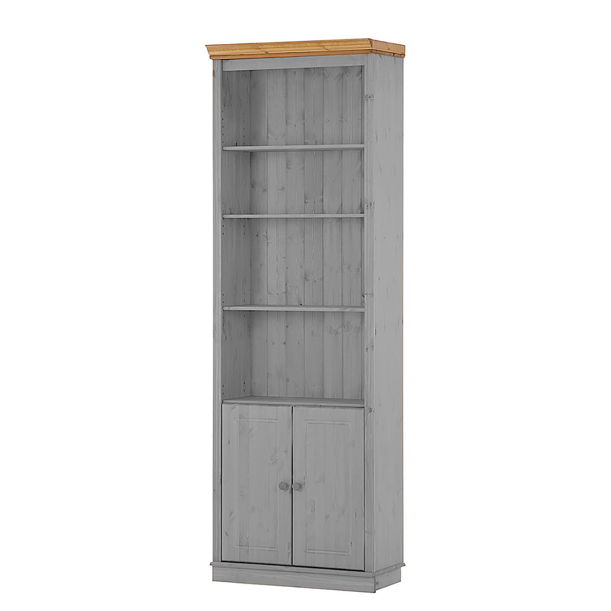 MASSIVE BÜCHERWAND - Massivholz - Kiefer - Kieferfarben/Grau, Holz (296/223/37cm) - home24