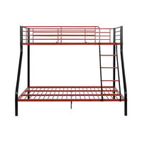 ETAGENBETT - 3 Personen - Metall - Schwarz, Rot - - Rot/Schwarz, Metall (140/190cm) - Vente-Unique