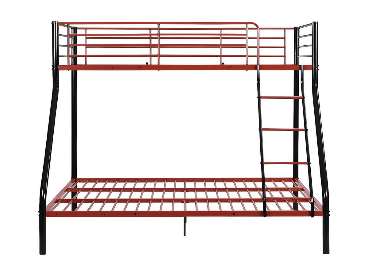 ETAGENBETT - 90 & 140 x 190 cm - Stahl - Schwarz & Rot - ELEVATIO IV - Rot/Schwarz, Metall - Vente-Unique
