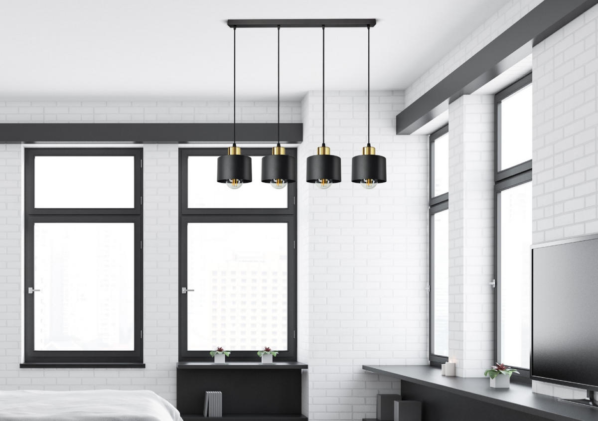 PENDELLEUCHTE BLACKSPOT - Goldfarben/Schwarz, Metall (12/65/80cm) - kiki design