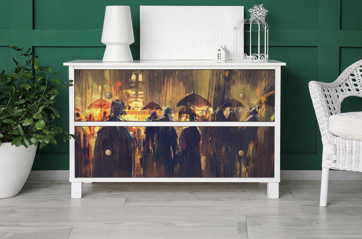 MÖBLAUFKLEBER 100x50 cm mehrfarbig - Eichefarben/Multicolor, Kunststoff (100/50/0.1cm) - Wallfluent