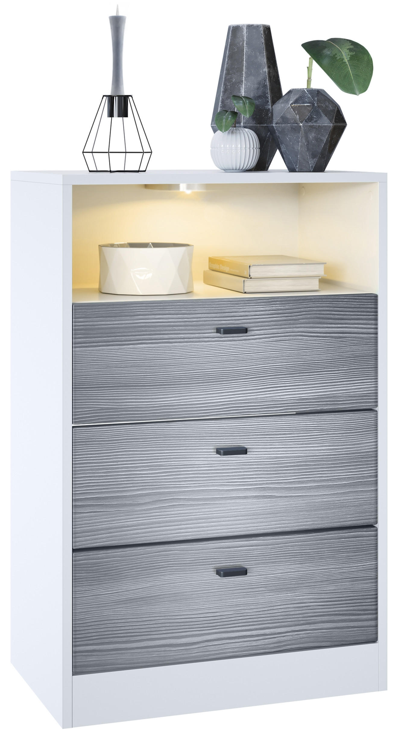 KOMMODE Pino Fronten in Avola-Anthrazit - Anthrazit, Holzwerkstoff (56/86.5/36cm) - Vladon