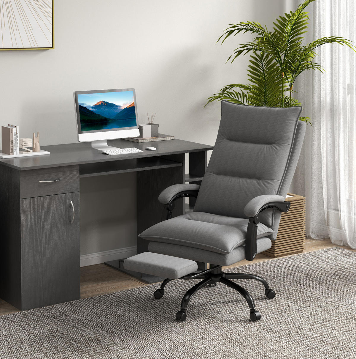 BÜROSTUHL mit Massagefunktion höhenverstellbar Grau - Grau, Kunststoff (74/121.5/66cm) - Meubliv