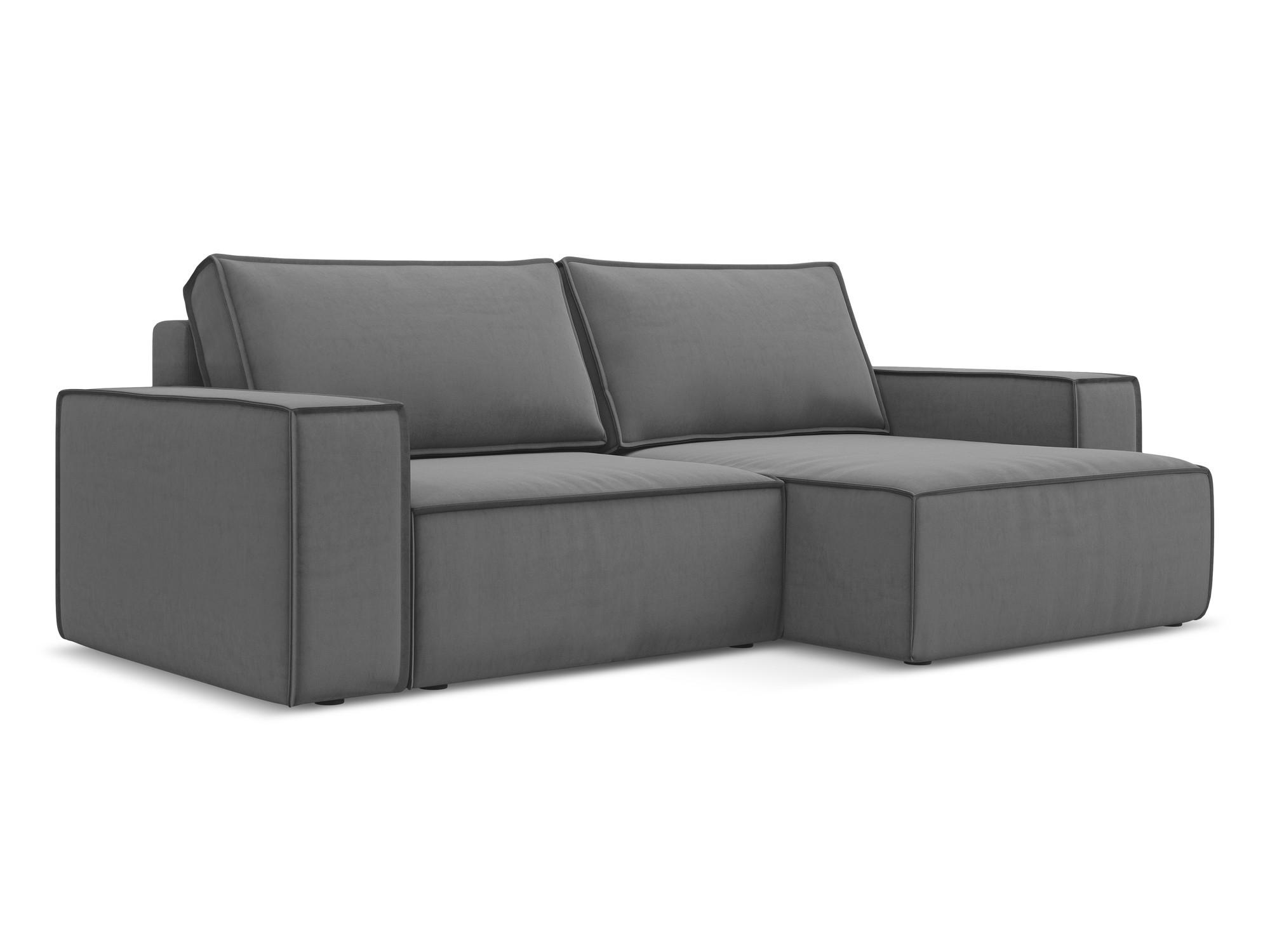ECKSOFA mit Schlaffunktion Samt Stoff Grau - Schwarz/Grau, Kunststoff/Textil (257/148cm) - Makamii