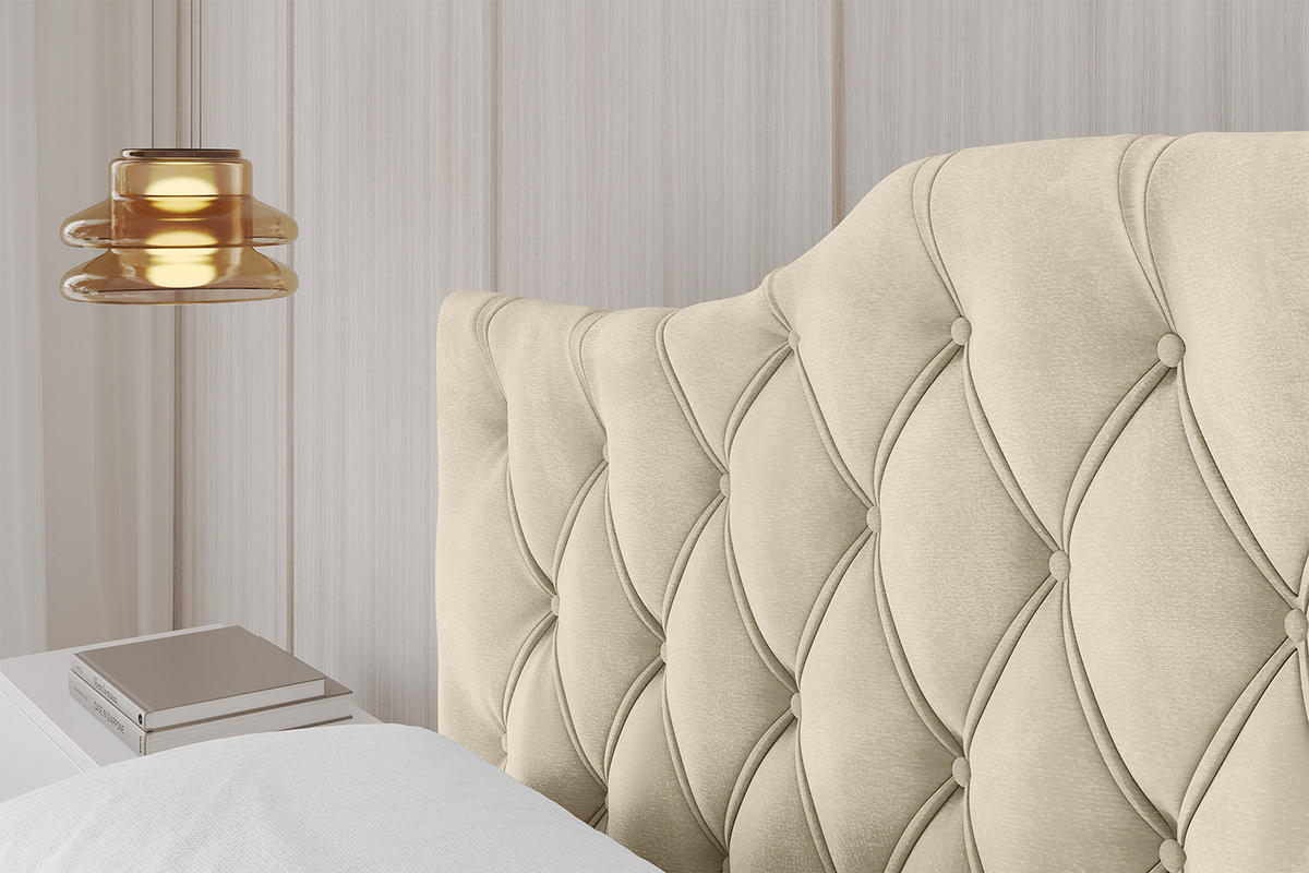 POLSTERBETT mit Bettkasten, Fußteil und Lattenrost, Boxbett ohne Matratze - FALIO-Z-V1 140x200 Beige - Ecru, Holzwerkstoff/Textil (140/200cm) - ALTDECOR