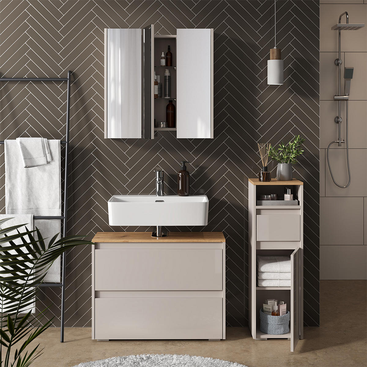 BADMÖBEL-SET Majest Cashmere 3 Teile - Kaschmir, Holzwerkstoff (30.2/96.3/30cm) - Vicco