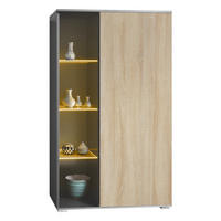 VITRINE Davos Eiche sägerau - Eiche San Remo, Holzwerkstoff (71.5/134/35cm) - Vladon