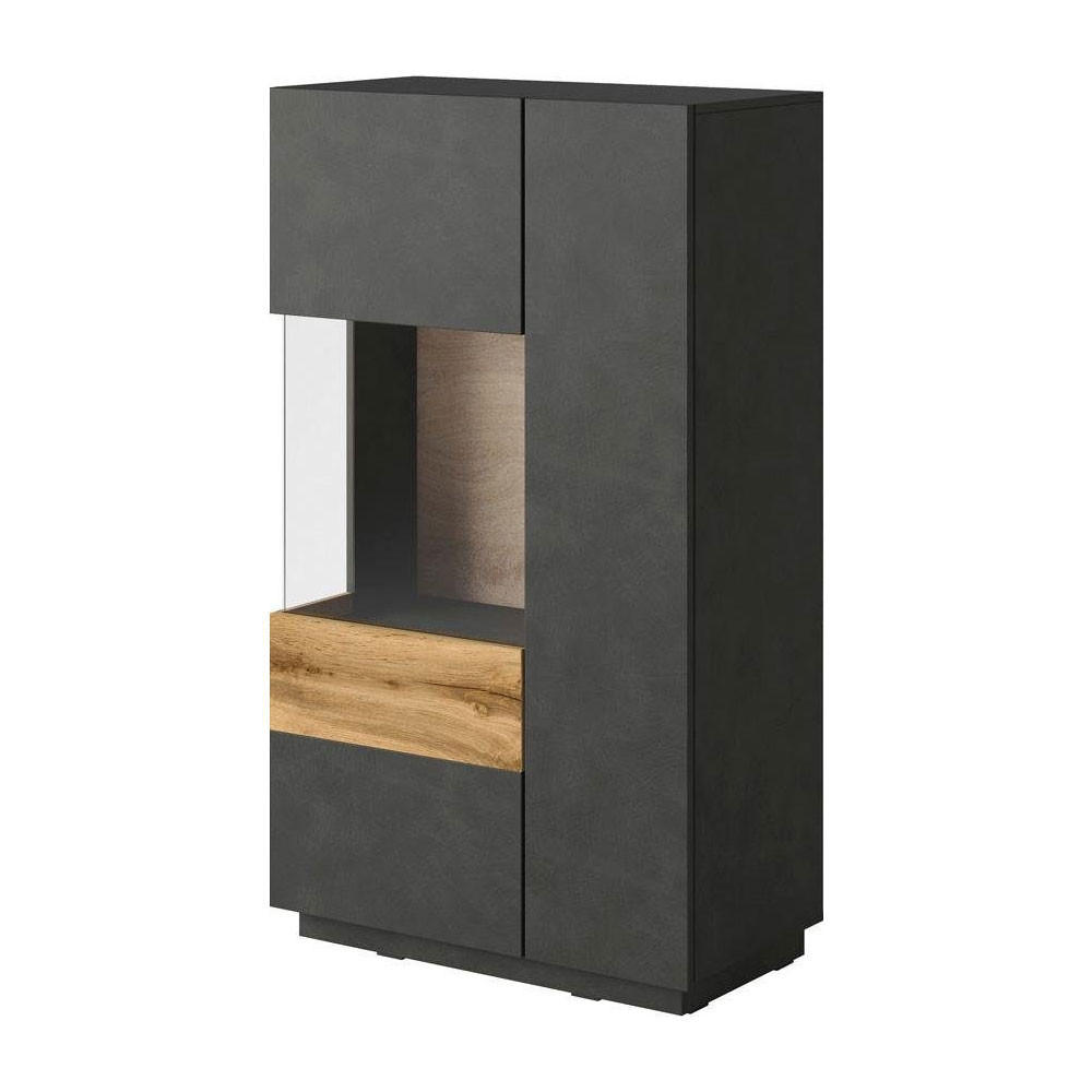 VITRINE Saale anthrazit Matera / Eiche Wotan 80 / 40 / 138,5cm - Eichefarben/Anthrazit, Holz/Holzwerkstoff (80/138.5/40cm) - Feldmann-Wohnen