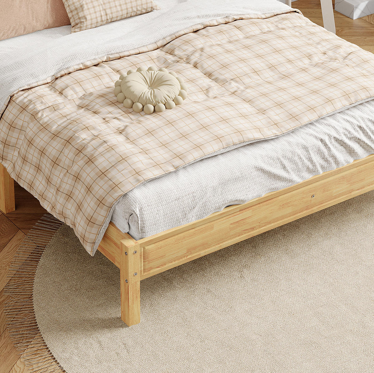 POLSTERBETT 160/200 cm Natur aus Kiefer und PE-Rattan mit 15 Latten - Naturfarben, Holzwerkstoff (160/200cm) - OKMYHOME