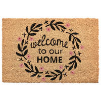 FUSSMATTE Naturfarben 40/60 cm Schriftzug Kokosfasern Sayan - Naturfarben, Textil (60/40cm) - Beliani