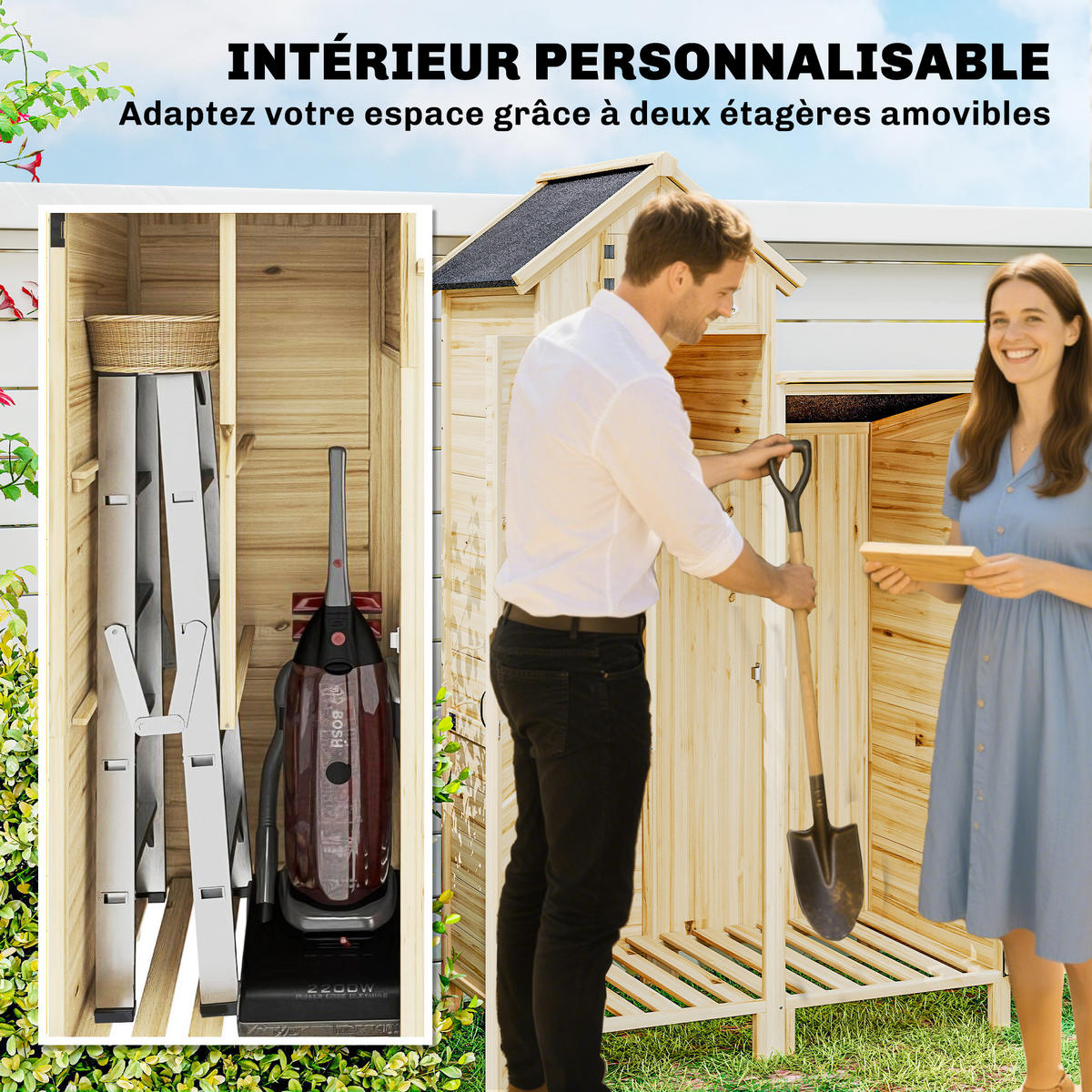 GERÄTESCHUPPEN DE-17619 Naturholz - Naturfarben, Holz (106/167/57cm) - ComfortXL