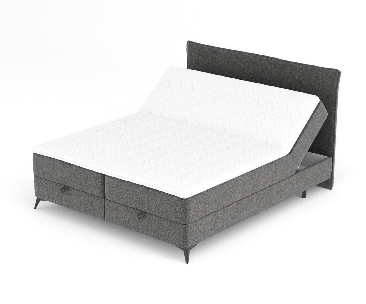 BOXBETT Peru Grau 180/200 cm im Chenille-Stoff - Schwarz/Grau, Holz/Holzwerkstoff (180/200cm) - Maison de Reve